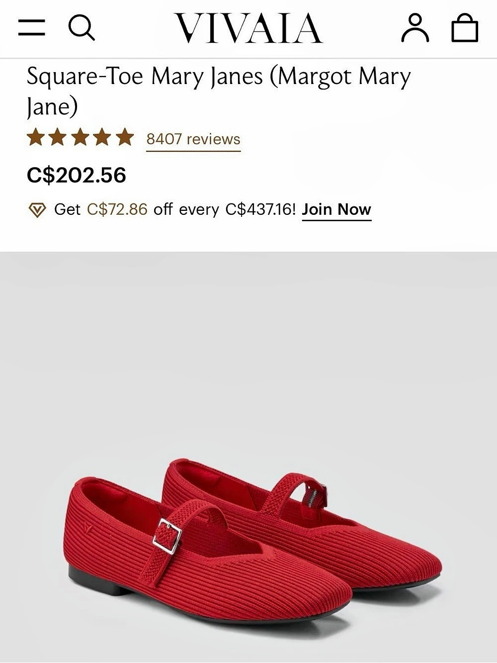 VIVAIA Margot Square-Toe Mary Jane Red EU 38
